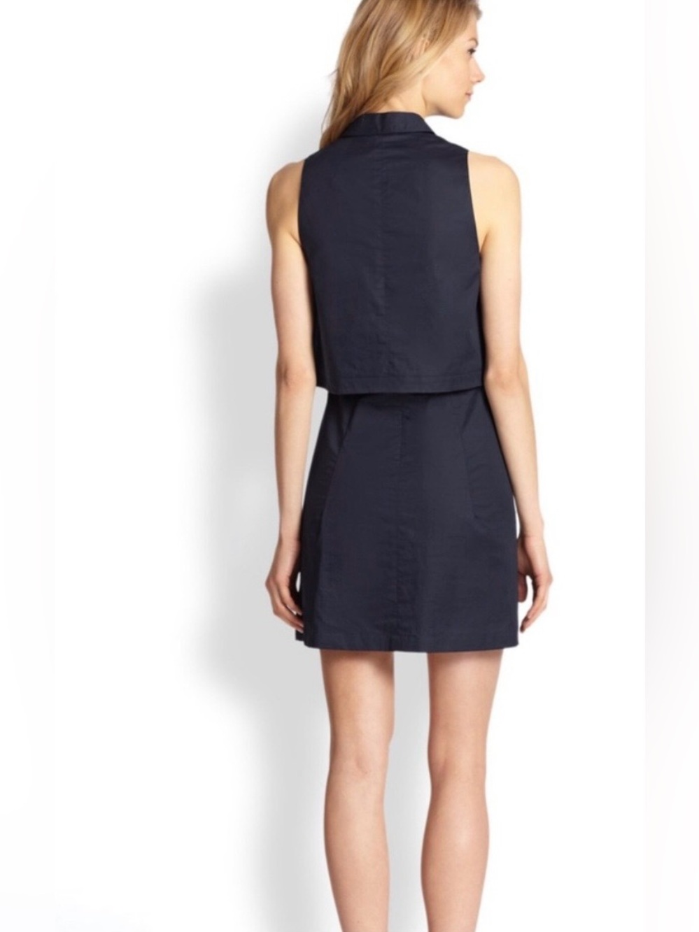 Theory Gemine Taranto Pop Top Sleeveless Dress in color Mud (brown/olive) - Picture 5 of 16